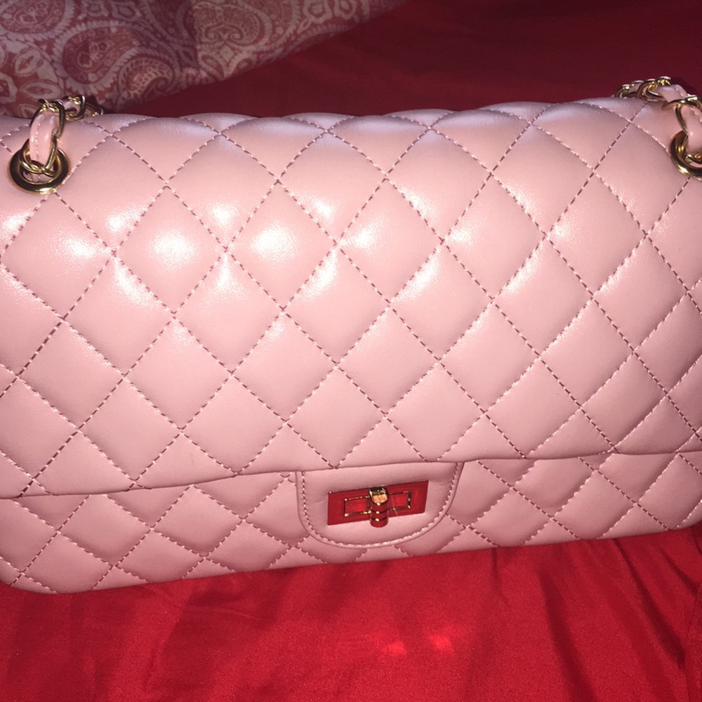 Pink quilted purse